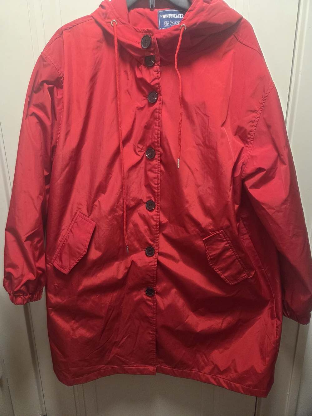 WINDBREAKER RED RAINCOAT JACKET Long - WOMEN'S SIZE XL EUC